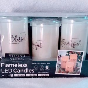 Set 3 Mission Gallery Flameless Led Candles Blessed Unopened NEW